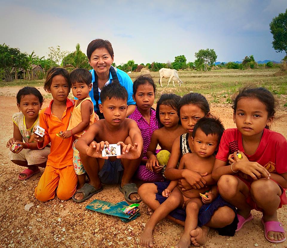 Joan with the children of Phnom Penh