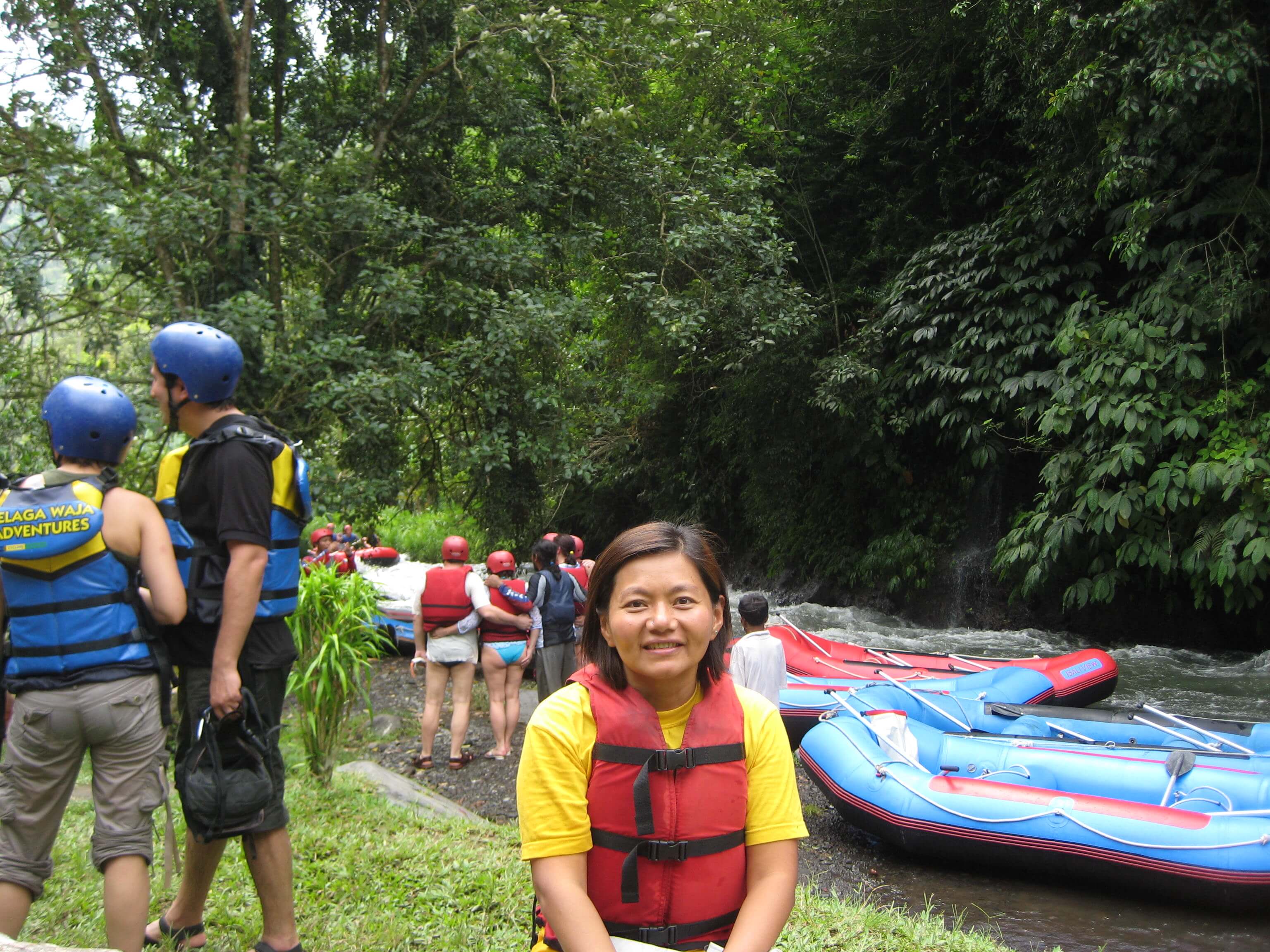 Joan on a white water rafting trip in Bali