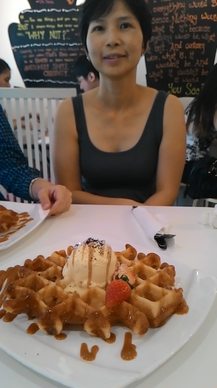 Yvonne with her favourite sinful indulgence -  ice-cream waffles