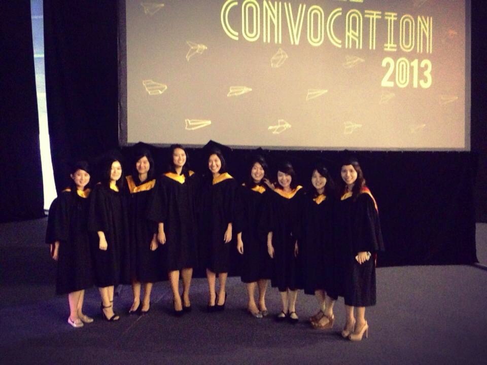 Narita with her friends at her convocation ceremony